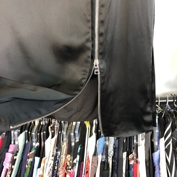 JONATHAN Simkhai Black Satin Zip Side Slit Wrap Skirt - Picture 4 of 13